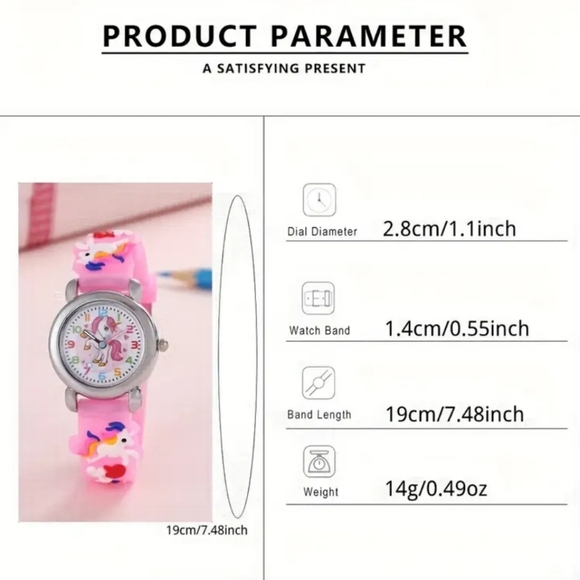 Unicorn Quartz Watch Rose Red Ages 3 - 14 - Picture 2 of 2